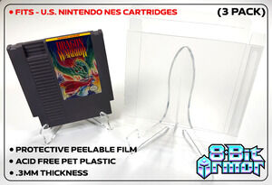 3 Cartridge Protectors for Nintendo NES Cart Game Clear Display Case